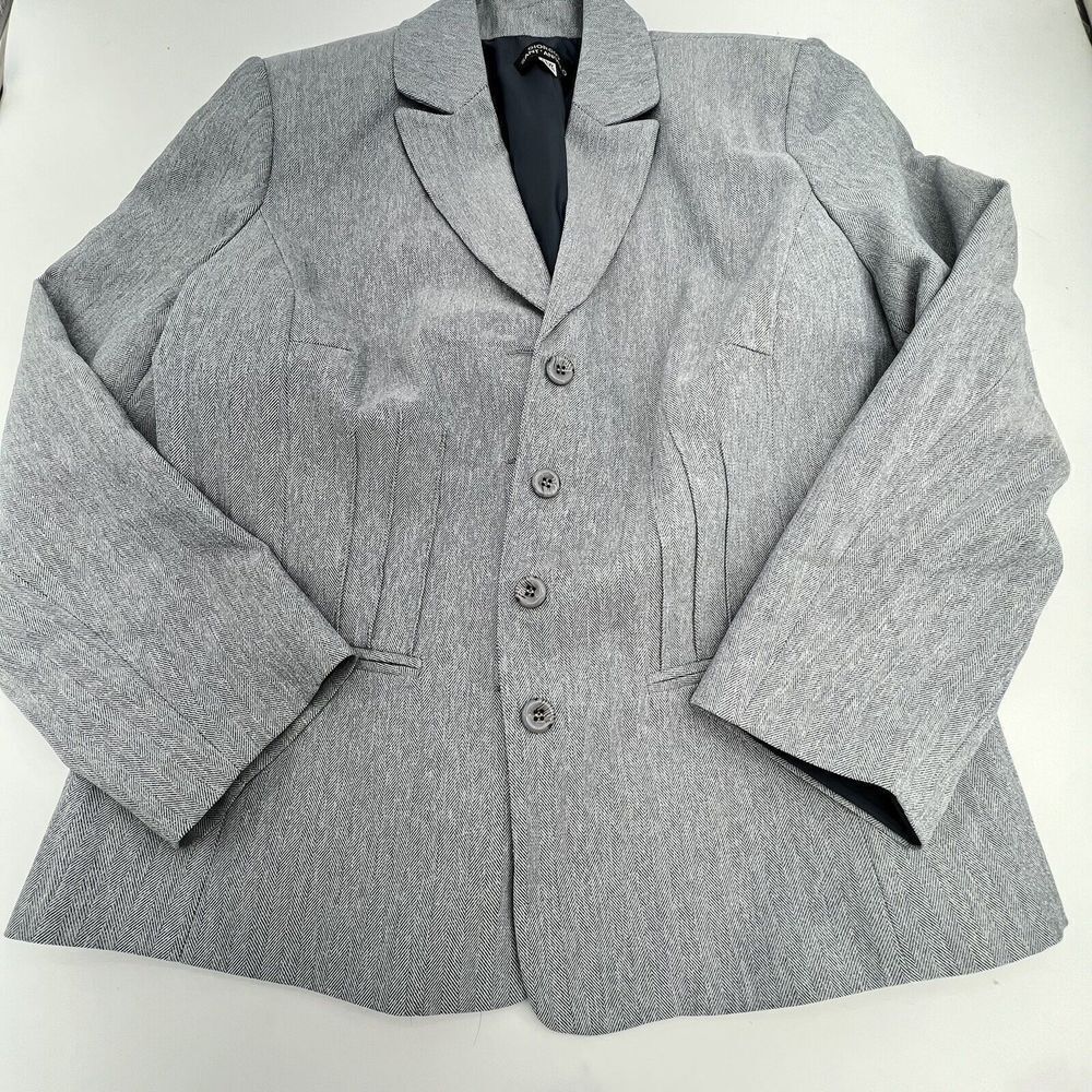 Giorgio Sant Angelo Blue Herringbone Women’s Blazer Pleating Size 16W